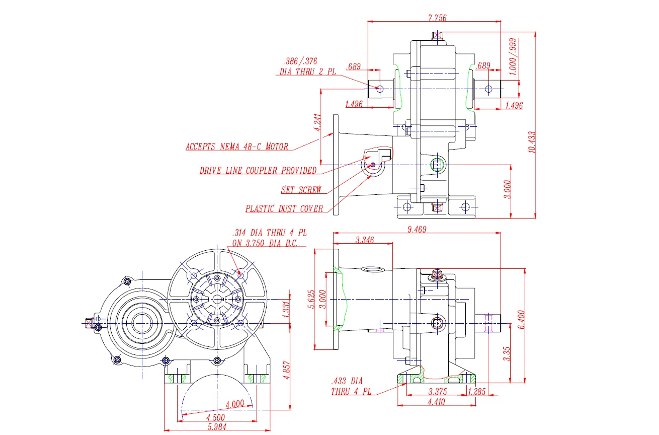 Irrigation Center-Drive Gearbox SYF-4 Series Installation and Contour Dimensions