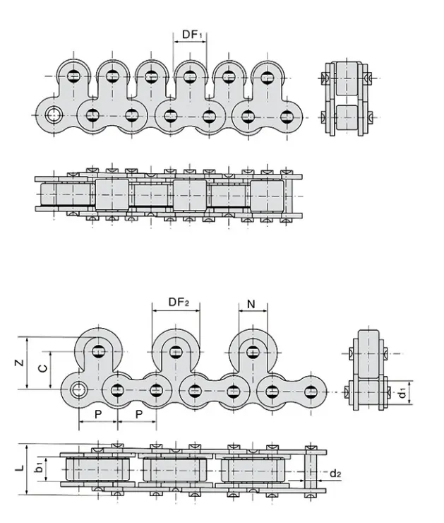 Single Strand Stainless Steel Conveyor Chain with Top Rollers