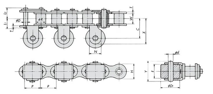 Stainless Steel Conveyor Chain with Side Rollers