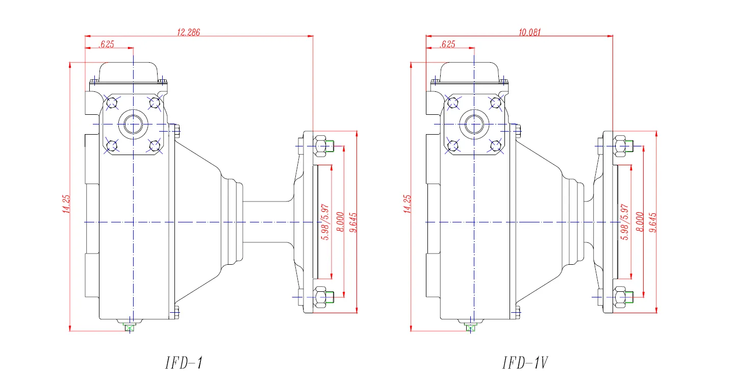 Irrigation Wheel Drive Gearbox AEP-1 Series Installation and Contour Dimensions