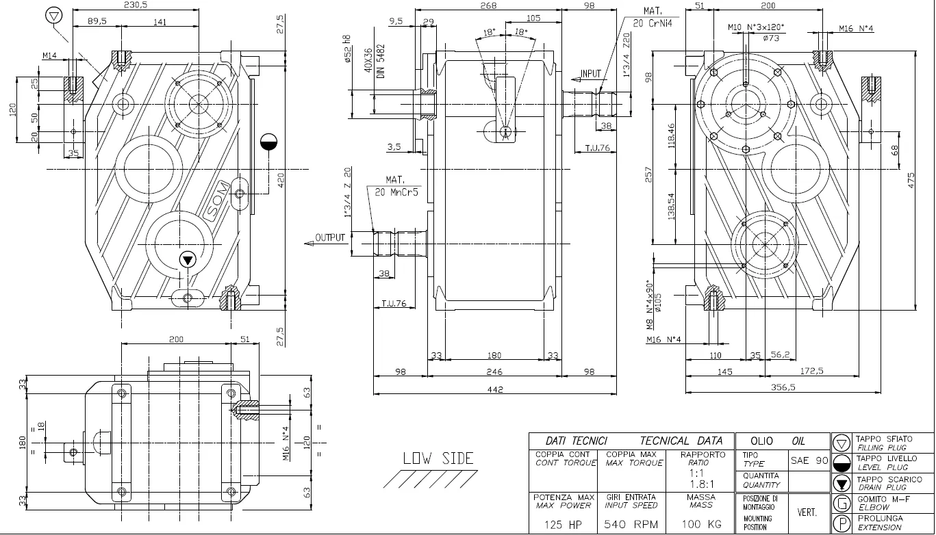 Feed Mixer Gearbox C3A, 11, 1,81 Dimensions