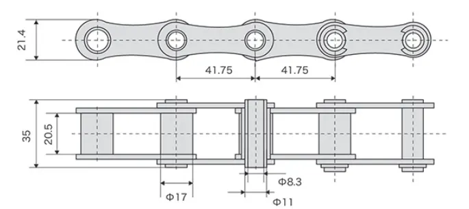 Stainless Steel Hollow Pin Chain Specification