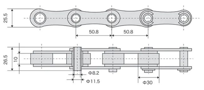 Stainless Steel Hollow Pin Chain Specification