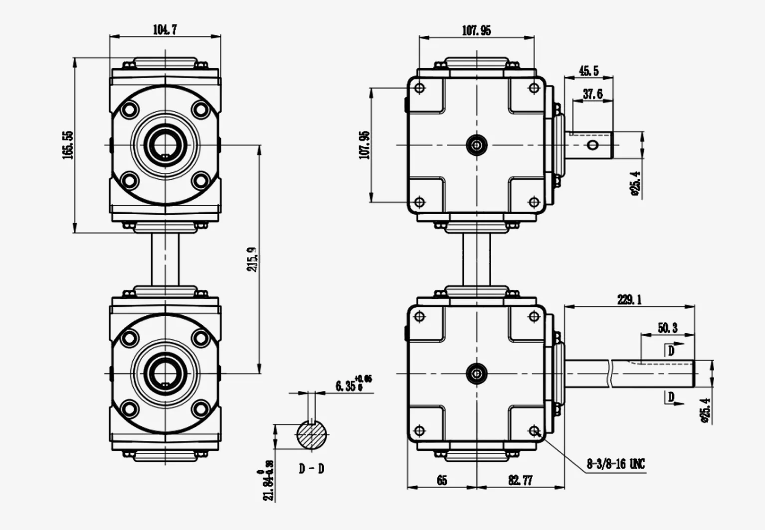 Grain Auger Gearbox EP-2390 Dimension