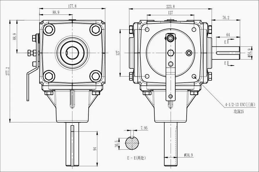 Grain Transportation Gearbox EP-1001 Dimensions