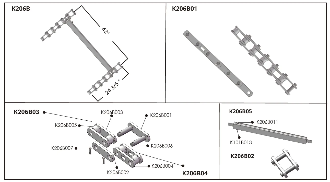 K206 Shuttle car scraper chain