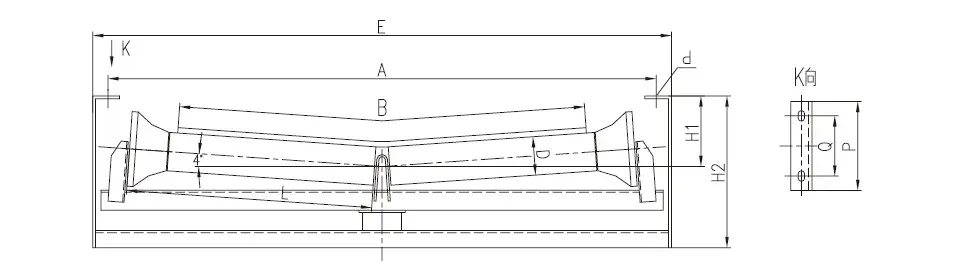 DTII Belt Conveyor Lower Impact Idler for Mining Dimension