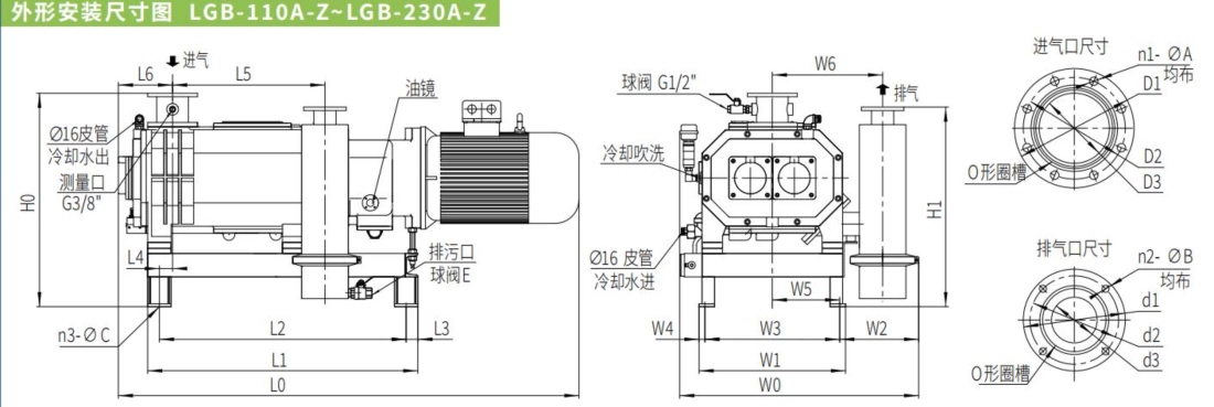 External installation dimensions drawing