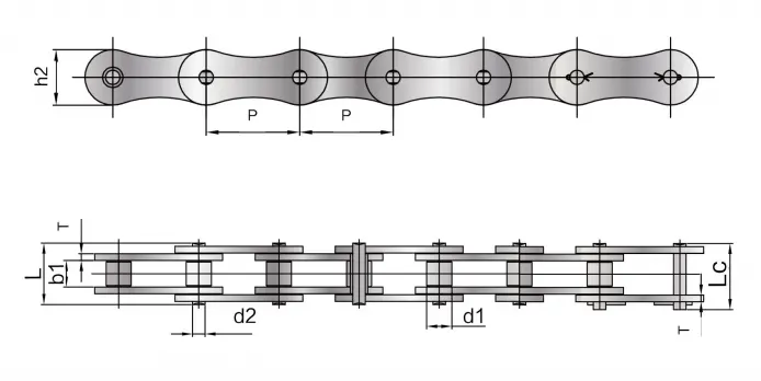 Stainless Steel A Type Agricultural Chain Dimensions